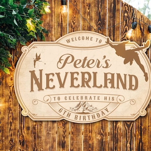 Bem-vindo ao Neverland Sign, Peter Pan Birthday, Never Grow Up, Neverland Party Decoration, arquivo digital