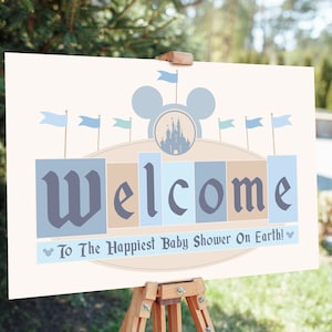 Disneyland Baby Shower Party Willkommensschild, Disneyland Party Dekoration, Digitale Datei