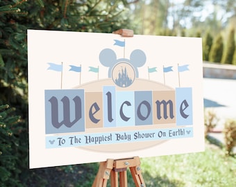 Disneyland Baby Shower Party Welcome Sign, Disneyland Party Decoration, Digital file