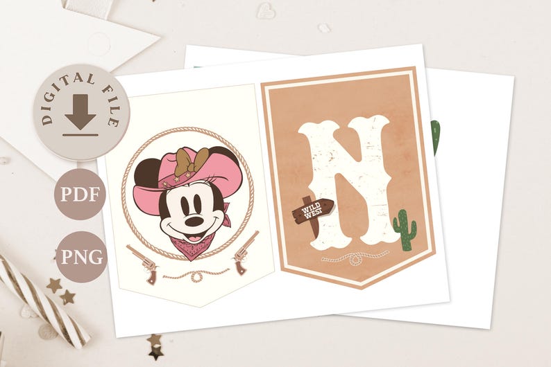 Printable Minnie Cowboy One Banner, Rodeo Birthday Party High Chair ...