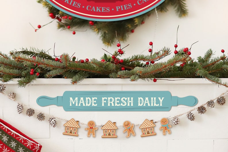 PRINTABLE Gingerbread Bakery Sign, Cookie Exchange Party Decoration, Christmas Party Decor, Digital file image 3
