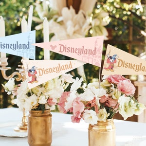 Printable Vintage Mickey Pennants, Disneyland Banners, Mickey Birthday Party Decoration, Disney Party, Digital file