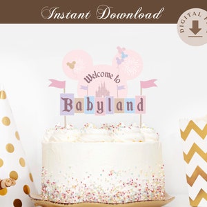 Printable Babyland Cake Topper, Disneyland Baby Shower Cake Topper, Digital file