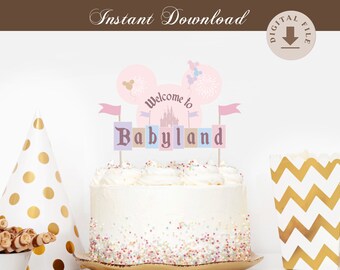 Printable Babyland Cake Topper, Disneyland Baby Shower Cake Topper, Digital file