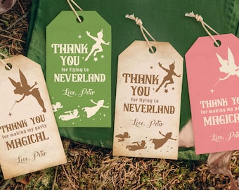 Peter Pan Thank You Tag, Neverland Thank You Tag, Tinker Bell Birthday, Peter Pan Baby Shower, Digital, Printable