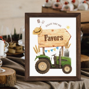 Printable Tractor Favors Sign, Tractor Party Decor