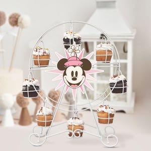 Printable Minnie&#39;s Fun Wheel Label, Minnie Birthday, Disneyland Party Decoration, Digital file