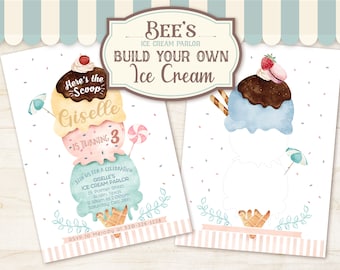 Ice Cream Birthday Invitation, Here's The Scoop Invitation, Optional, Ice Cream Party Invite, Kids, Birthday, Invitation, Digital, Printable