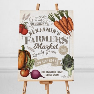 Printable Farmers Market Welcome Sign, Perfect for any farm theme birthday party or event, Digital file