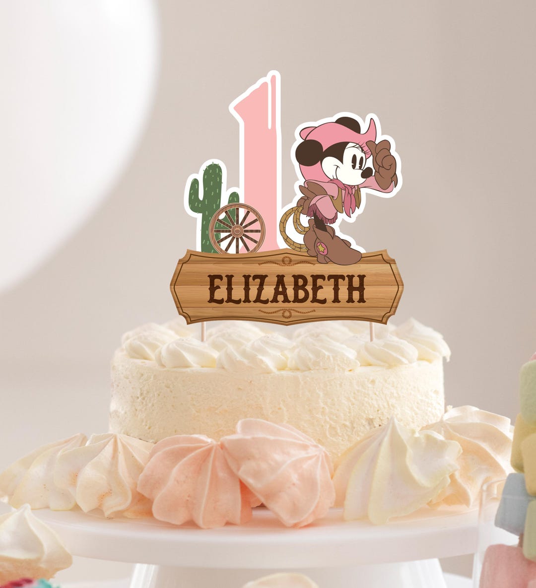 Printable Minnie Rodeo Birthday Cake Topper, Minnie Cowgirl Birthday ...