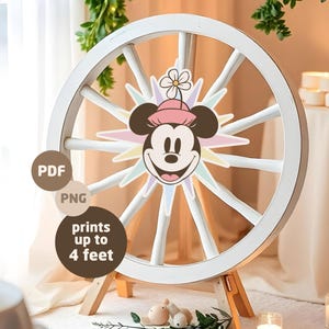 Printable Large Size Minnie&#39;s Fun Wheel Decoration, Minnie Birthday, Disneyland Baby Shower Party Decoration, Digital file