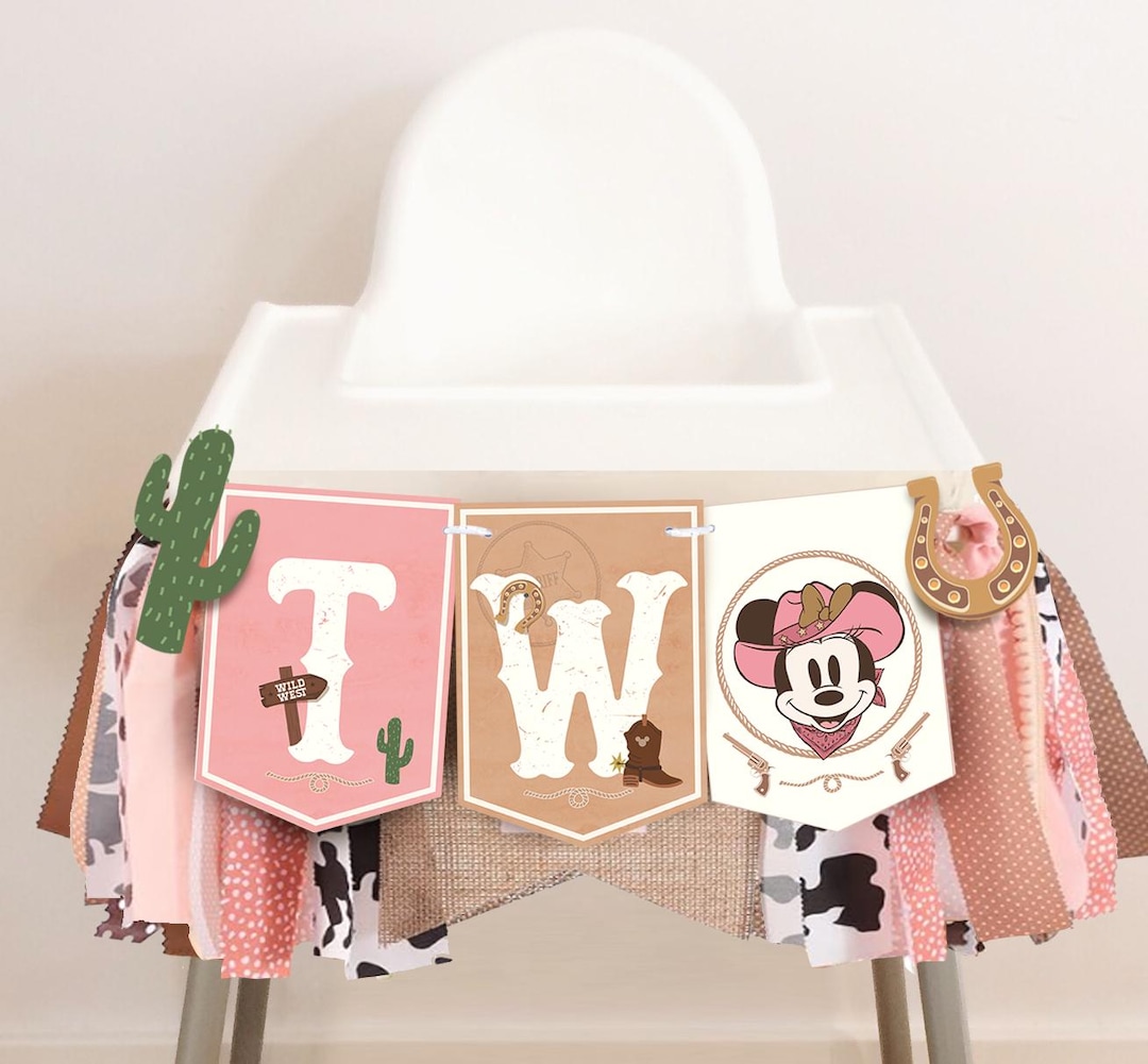 Printable Minnie Cowboy Two Banner, Rodeo Birthday Party High Chair ...