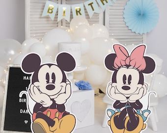 Printable Classic Mickey & Minnie Cutout, Disneyland Birthday Party Stand Up Prop, Mickey Baby Shower, Minnie Party Decoration, Digital file