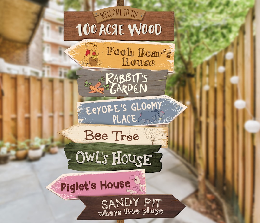Winnie the Pooh Party Directional Sign, Hundred Acre Wood Birthday, Winnie  the Pooh Party Decoration, Digital File - Etsy, image size:1080x929