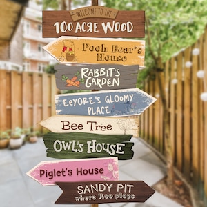 Winnie the Pooh Party Directional Sign, Hundred Acre Wood Birthday, Winnie the Pooh Party Decoration, Digital file