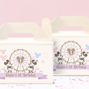 Afdrukbaar Disneyland Gable Box-label, Disney World-gunstenlabel, Mickey-verjaardag, Minnie Babyshower, Digitaal