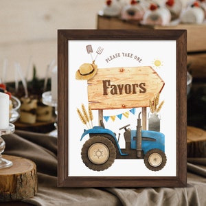 Printable Tractor Favors Sign, Tractor Party Decor