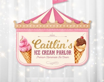 Ice Cream Shop Sign, Perfect for any ice cream theme birthday party or event, Digital file