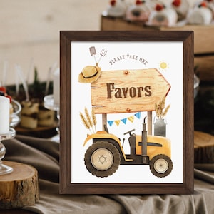 Printable Tractor Favors Sign, Tractor Party Decor