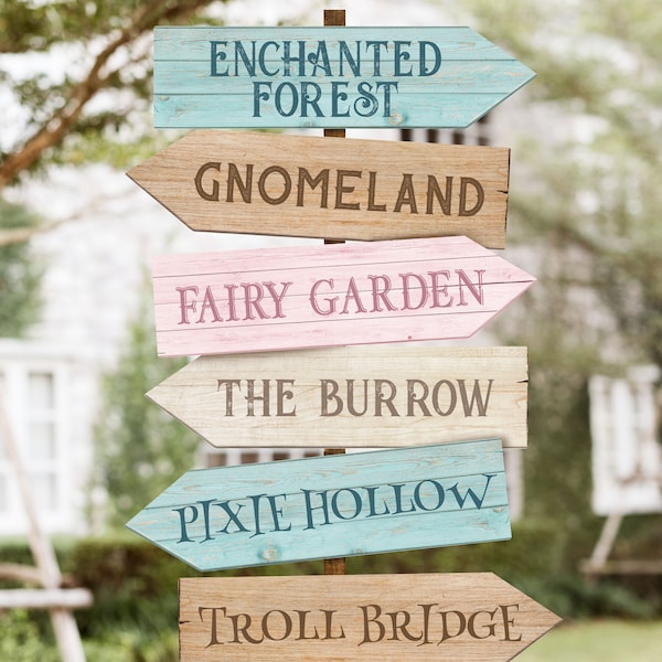 Editable Fairy Garden Sign, Forest Sign, Wooden Sign, Perfect for any birthday party or event, Digital file