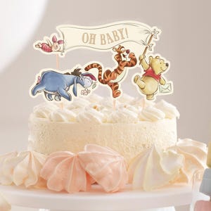 Druckbare Winnie Puuh Oh Baby Cake Topper, Hundred Acres Wood Party Dekoration, Pooh Bär Baby Shower, Digital