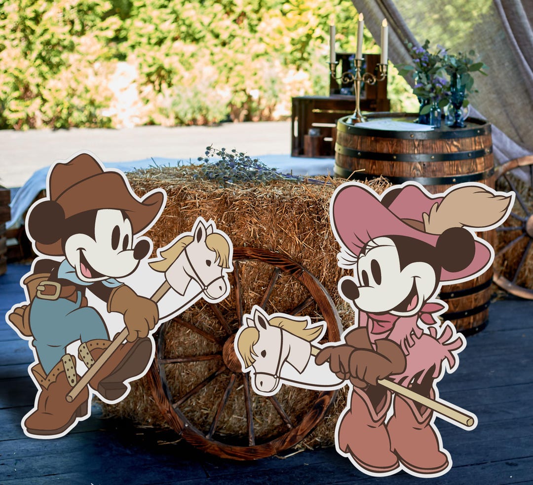 Printable Cowboy Mickey & Cowgirl Minnie Cutout, Rodeo Birthday Party ...