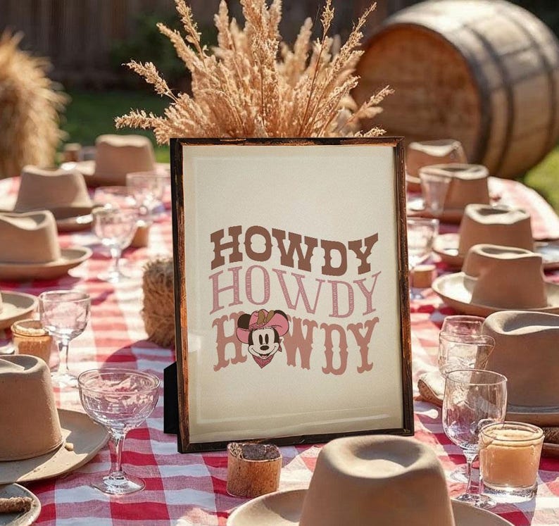 Printable Minnie Cowgirl Rodeo Party Poster, Wild West Centerpiece ...