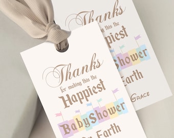 Happiest Baby Shower On Earth Favor Tag, Disneyland Baby Shower Thank You Tag, Mickey & Minnie Baby Shower, Digital, Printable