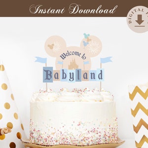 Printable Babyland Cake Topper, Disneyland Baby Shower Cake Topper, Digital file
