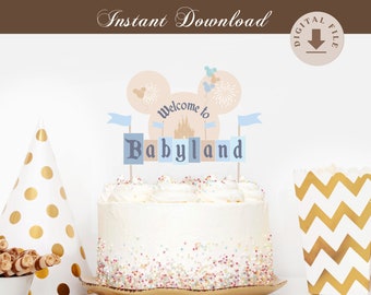 Printable Babyland Cake Topper, Disneyland Baby Shower Cake Topper, Digital file