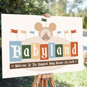 Babyland Baby Shower Party Welcome Sign, Disneyland Party Decoration, Digital file