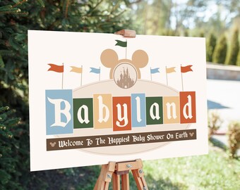 Babyland Baby Shower Party Welcome Sign, Disneyland Party Decoration, Digital file