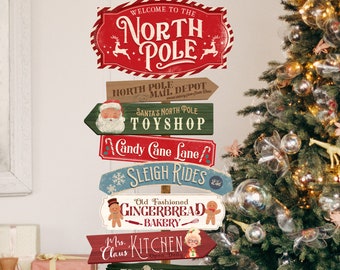 North Pole Directional Sign, Christmas Party Decoration, Perfect for any Christmas party or event, Digital file