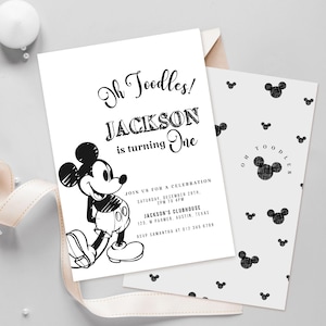 Mickey Birthday Invitation, Disneyland Birthday Invitation, Mickey Birthday, Oh Toodles, Mickey Sketch, Digital, Printable