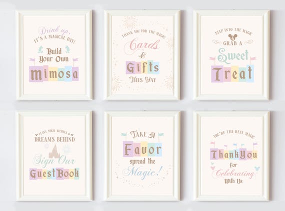 Printable Disneyland Party Sign, Mickey Birthday, Disneyland Baby Shower, Favor, Sweet Treat, Mimosa, GuestBook, Cards & Gifts, Digital file