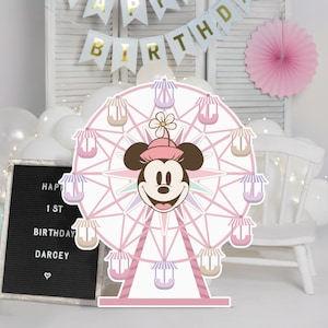 Printable Minnie Ferris Wheel Cutout, Disneyland Birthday Party Stand Up Prop, Minnie Baby Shower Party Decoration, Digital file