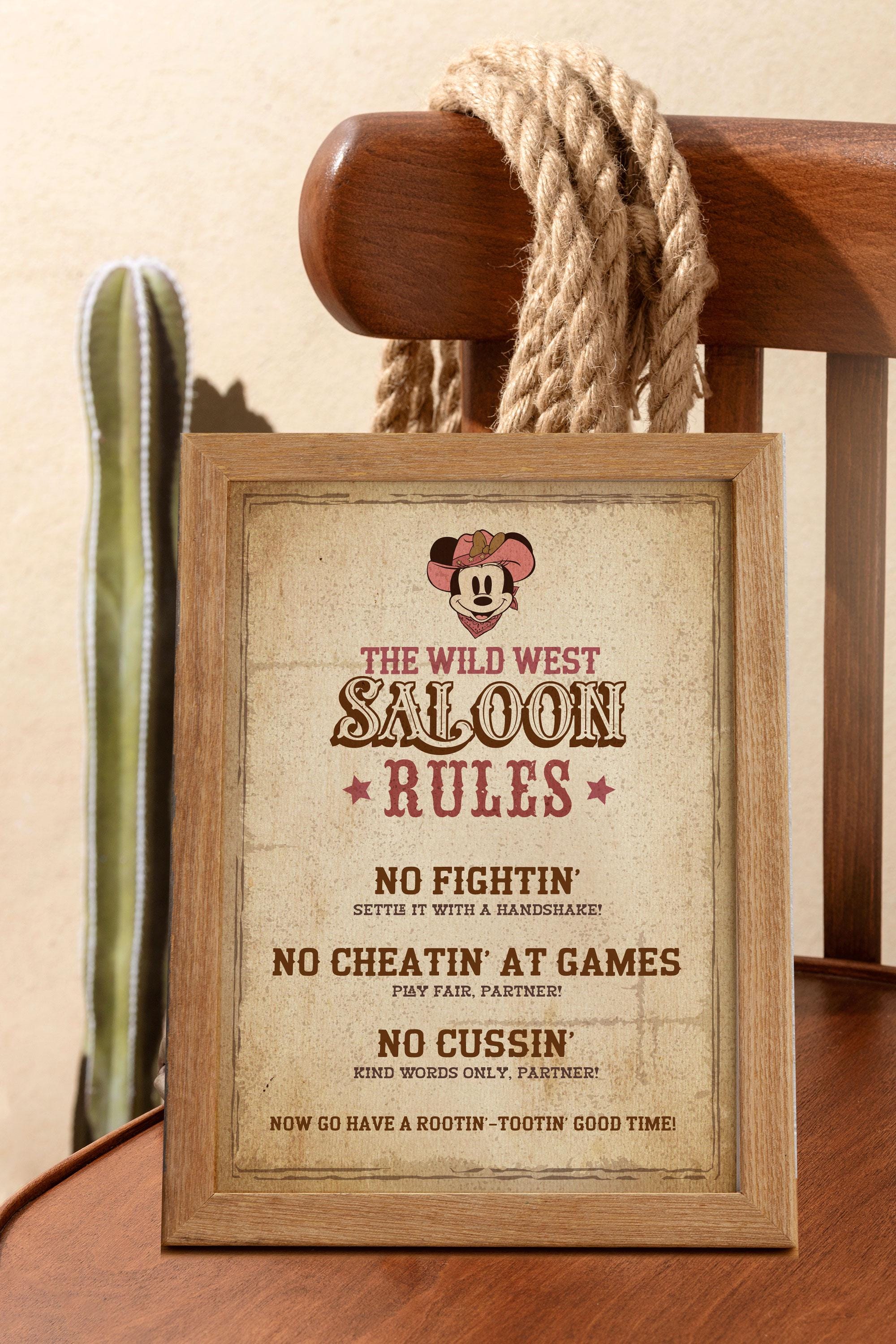 Mickey the Wild West Saloon Rules, Mickey Rodeo Birthday Party ...