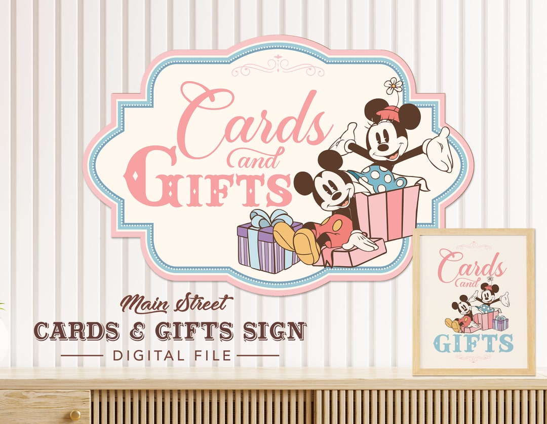 Mickey and Minnie Cards and Gifts Sign, Mainstreet Party, Mickey ...