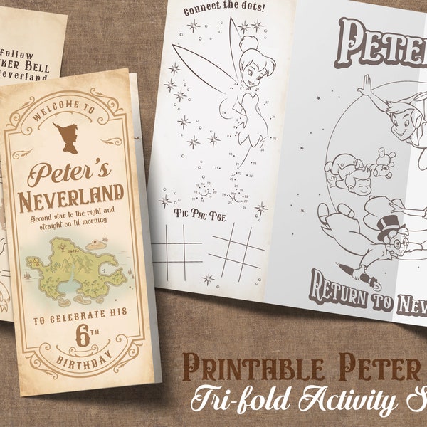 Printable Peter Pan Activity Sheet, Neverland Coloring Page, Kids Activities Sheet, Digital, Printable