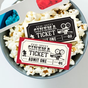 Mickey Movie Ticket, Main Street Cinema Ticket, Mickey Movie Night Birthday Party Decoration, Disneyland Party Decoration, Digital file