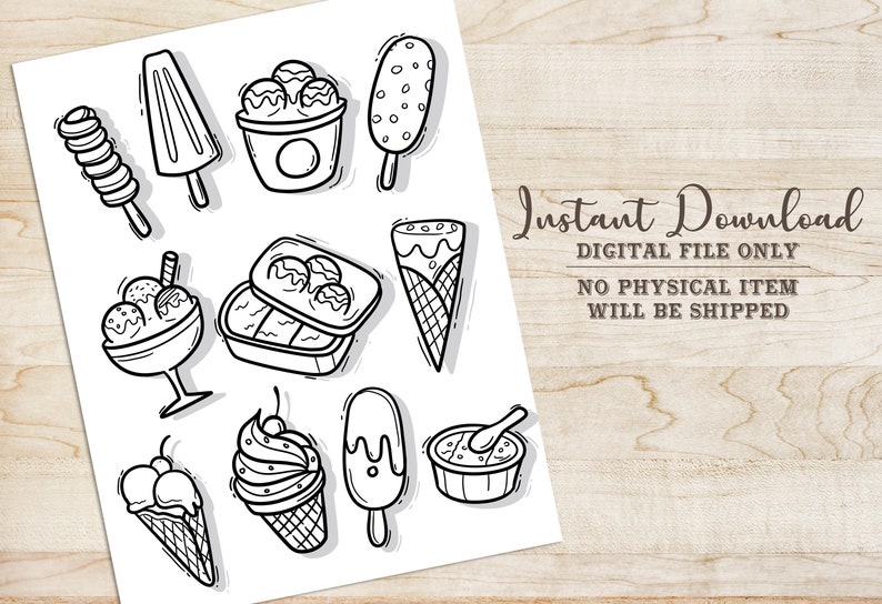 Ice Cream Party Coloring Pages Ice Cream Birthday Party Etsy