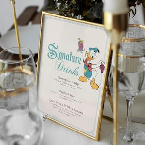 Menu de bebidas personalizado Donald imprimível, menu de bebidas exclusivas, aniversário de Donald, chá de bebê da Disneylândia, arquivo digital