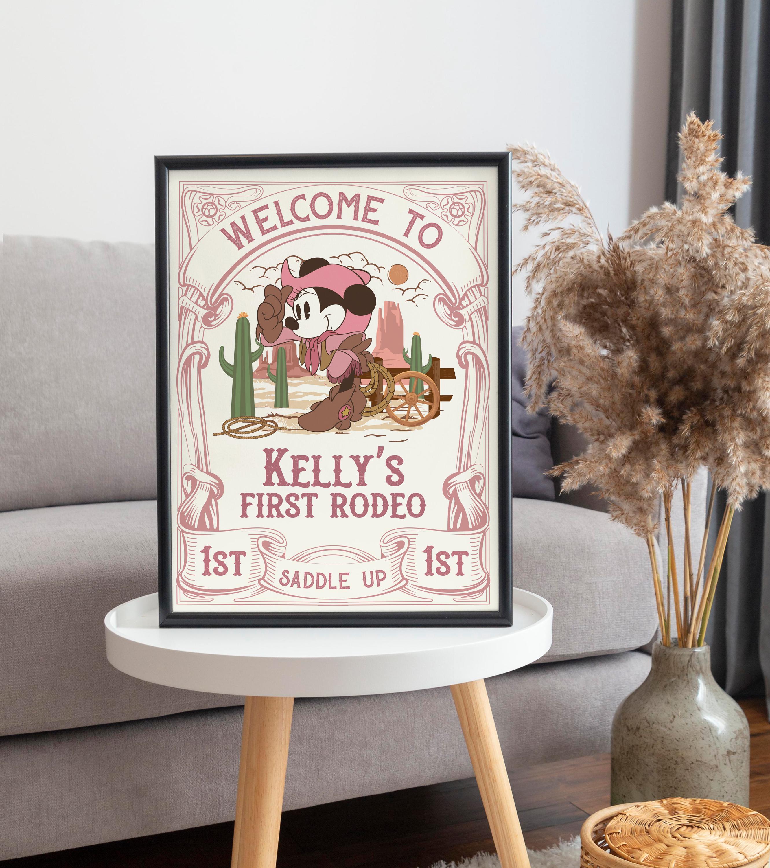 Minnie First Rodeo Birthday Welcome Sign, Minnie Cowgirl Birthday Sign ...