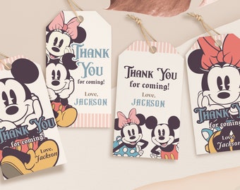 Mickey & Minnie Thank You Tag, Disneyland Birthday Thank You Tag, Mickey Birthday, Minnie Birthday, Digital, Printable