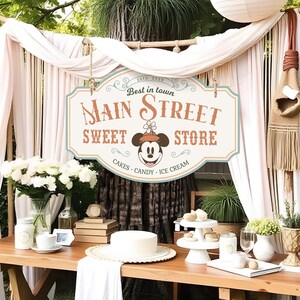 Printable Minnie Sweet Store Sign, Main Street Candy Shop, Perfect for any Disney theme birthday party or event, Digital file