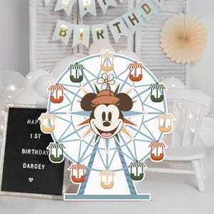 Printable Minnie Ferris Wheel Cutout, Disneyland Birthday Party Stand Up Prop, Minnie Baby Shower Party Decoration, Digital file