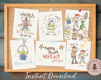 Printable Toy Story Poster, Andy's Drawing, Disneyland Party Decoration, Digital file