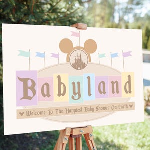Babyland Baby Shower Party Welcome Sign, Disneyland Party Decoration, Digital file