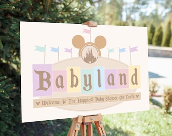 Babyland Baby Shower Party Welcome Sign, Disneyland Party Decoration, Digital file