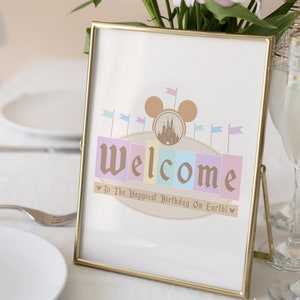 Printable Disneyland Birthday Sign, Happiest Birthday On Earth, Mickey Birthday, Disneyland Party Decoration, Digital file